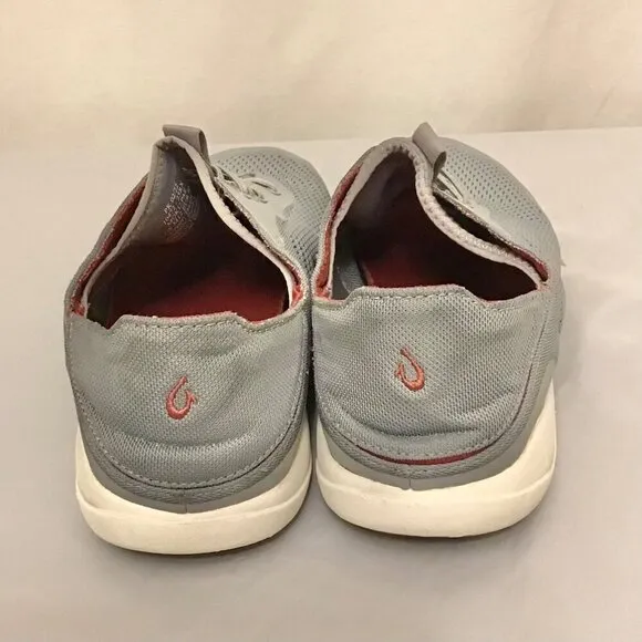 OluKai 12 Men's Moku Pae Shoes Sneakers Gray Red Slip Ons