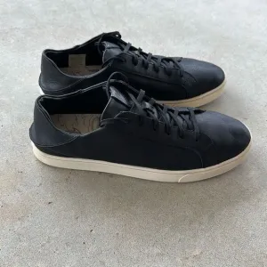 Olukai Kahu Pahaha Shoes Black Leather Low Top Casual Sneakers Men’s Size 12