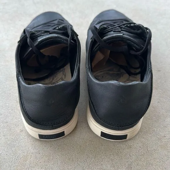 Olukai Kahu Pahaha Shoes Black Leather Low Top Casual Sneakers Men’s Size 12