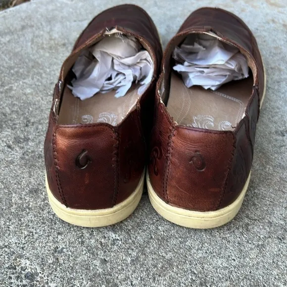 Olukai Kama’aina Mens Sz 9 Leather Slip On Loafer Casual Shoes
