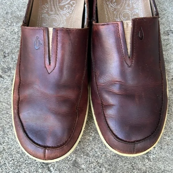 Olukai Kama’aina Mens Sz 9 Leather Slip On Loafer Casual Shoes