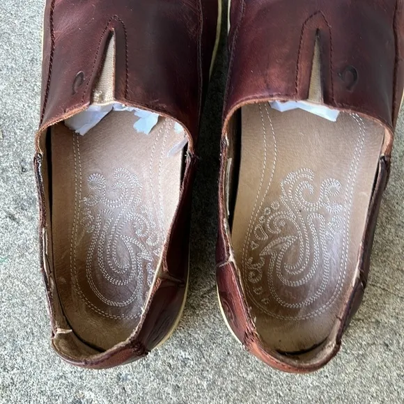 Olukai Kama’aina Mens Sz 9 Leather Slip On Loafer Casual Shoes