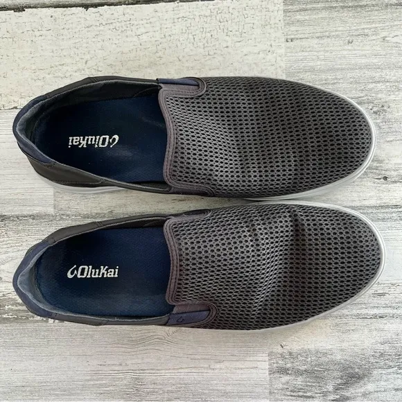 OluKai Men’s Lae’Ahi Slip On Beach/Casual Sneakers Color-Gray Size 12