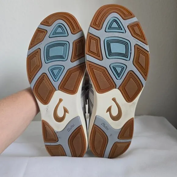 Olukai Mens Mio Li Athletic Shoes Size 10 Light Gray x Brown Breathable Mesh