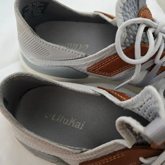 Olukai Mens Mio Li Athletic Shoes Size 10 Light Gray x Brown Breathable Mesh
