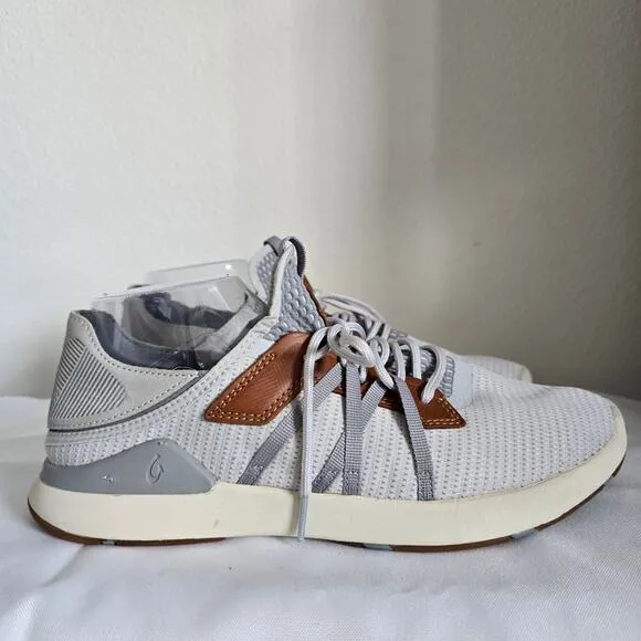 Olukai Mens Mio Li Athletic Shoes Size 10 Light Gray x Brown Breathable Mesh