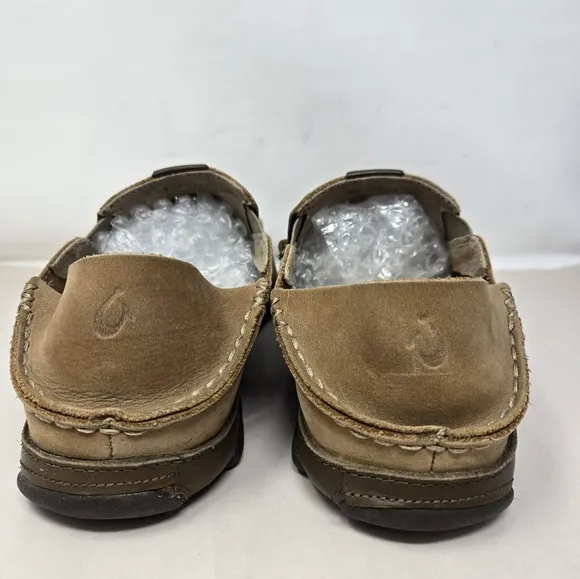 Olukai Mens Moloa Aho Slip On Shoes Sz 8.5 Tan Nubuck Casual Comfort Breathable