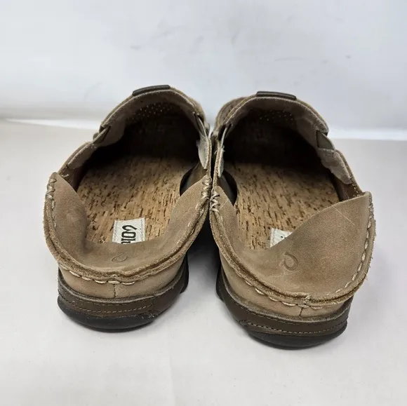 Olukai Mens Moloa Aho Slip On Shoes Sz 8.5 Tan Nubuck Casual Comfort Breathable