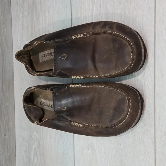 Olukai Mens Moloa Mola Leather Loafer Slip on shoes sz 8.5