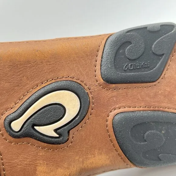 OLUKAI Moloā Men’s Leather Slip On Shoes Waxed Leather Brown Ray/Toffee Size 11