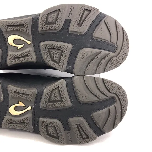OluKai Na'i WP Black Leather Slip on Shoes 11
