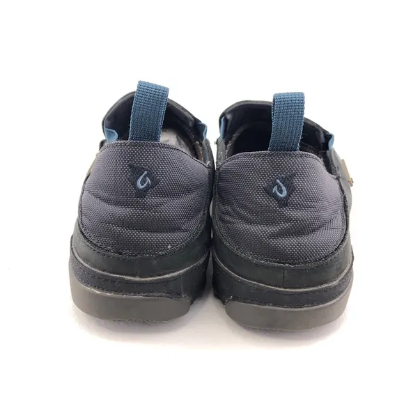 OluKai Na'i WP Black Leather Slip on Shoes 11