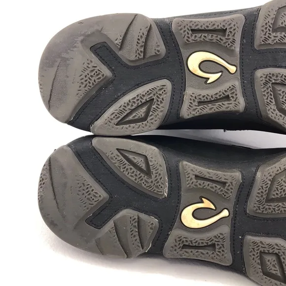 OluKai Na'i WP Black Leather Slip on Shoes 11