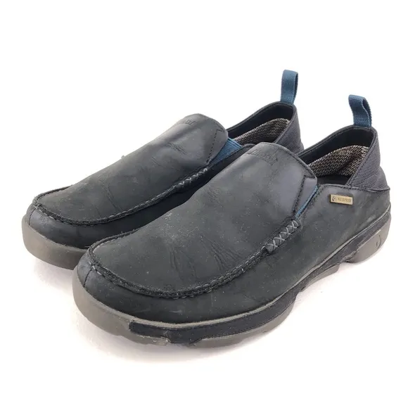 OluKai Na'i WP Black Leather Slip on Shoes 11