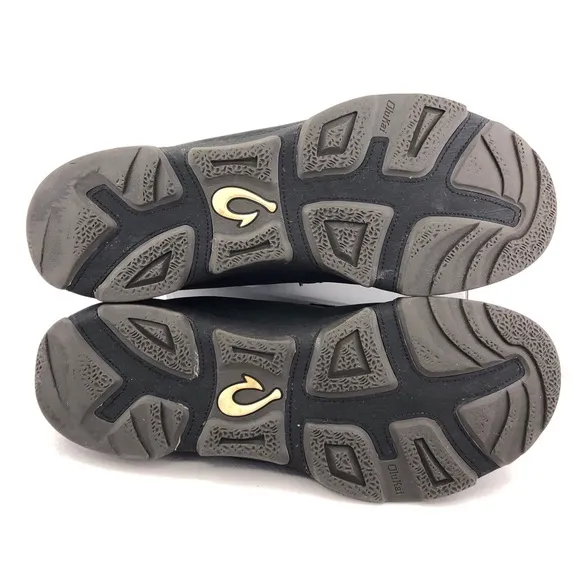 OluKai Na'i WP Black Leather Slip on Shoes 11