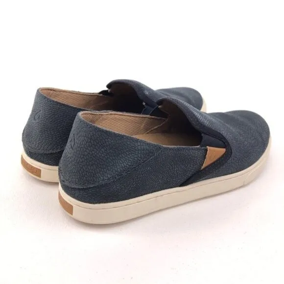 OluKai Pehuea Leather Drop Heel Slip on Shoes 7