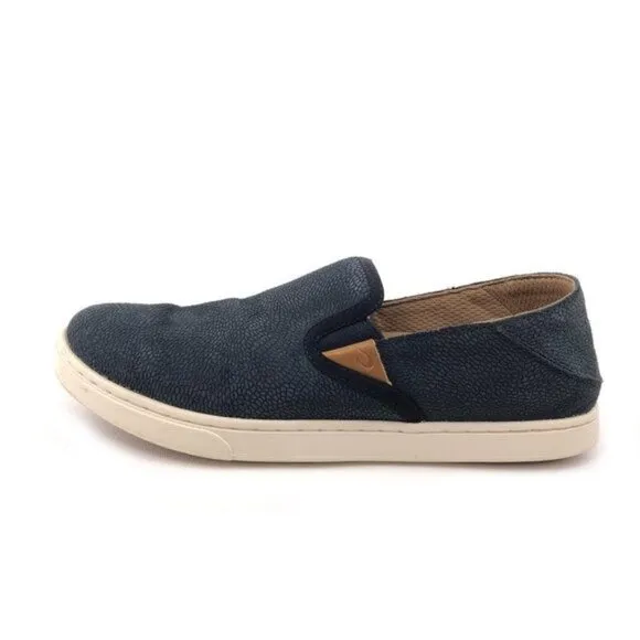 OluKai Pehuea Leather Drop Heel Slip on Shoes 7