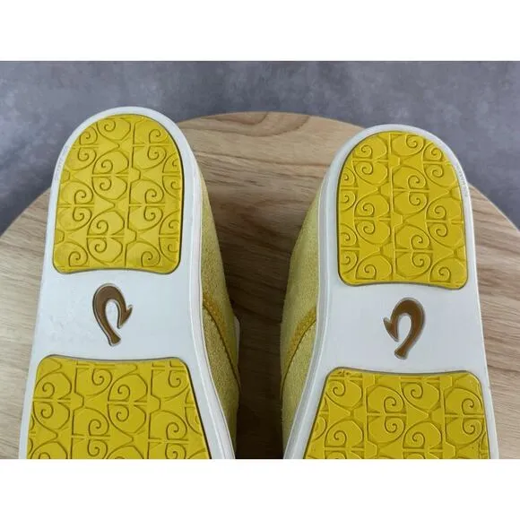 OluKai Pehuea Slip On Sneakers Women's Suede Yellow Mustard Size 9