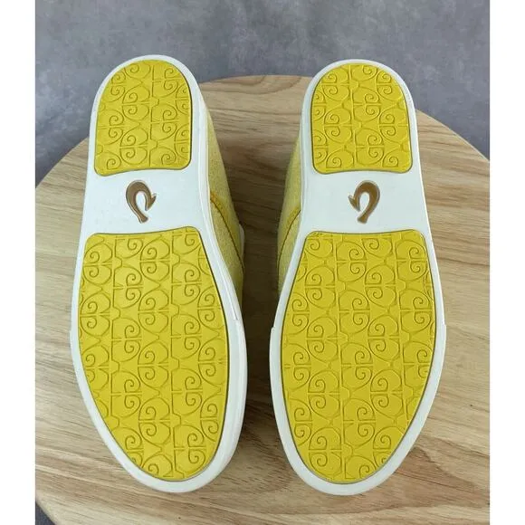 OluKai Pehuea Slip On Sneakers Women's Suede Yellow Mustard Size 9