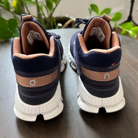On Cloud Hi Edge Running Shoe - Navy Blue &amp; Dusty Rose - Ladies Size 7 - EUC