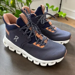 On Cloud Hi Edge Running Shoe - Navy Blue &amp; Dusty Rose - Ladies Size 7 - EUC