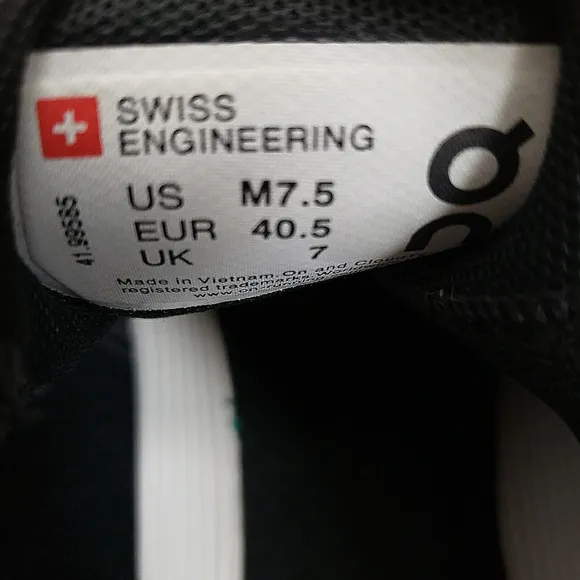 On Cloud Men's Swift Running Black And White Athletic Shoes Sz 7.5