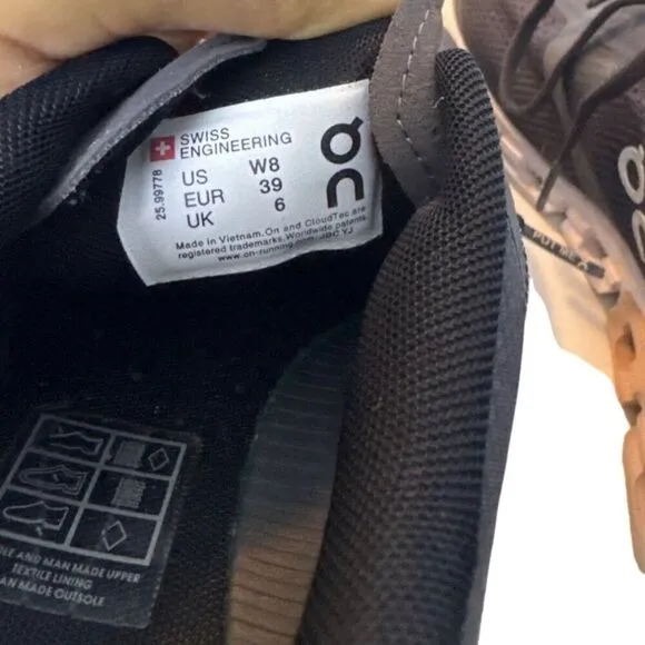 On Cloud Womens Running Shoes W8 EUR39 UK6 Gray &amp; Black