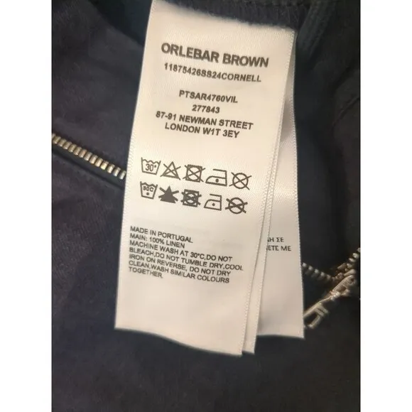 Orlebar Brown Blue Pure Linen Adjustable Side Tab Trouser Size 32x32