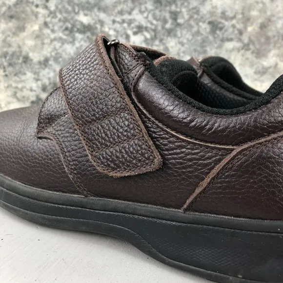 OrthoFeet Men's Size 8.5 2E Wide 520 Brown Leather Monk Strap Orthopedic Shoes