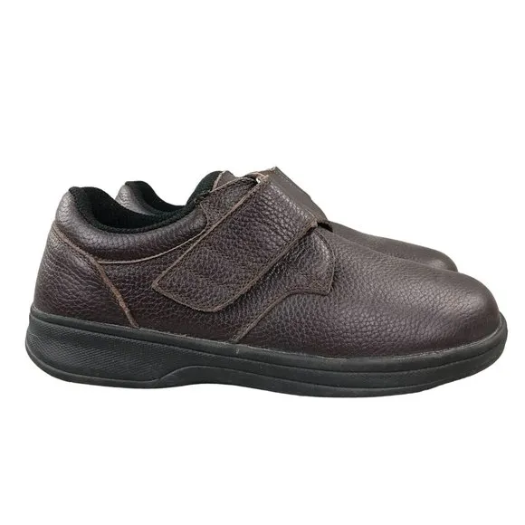 OrthoFeet Men's Size 8.5 2E Wide 520 Brown Leather Monk Strap Orthopedic Shoes
