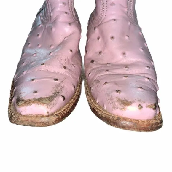 Ostrich Print Leather Cowboy/Girl J Toe Boots