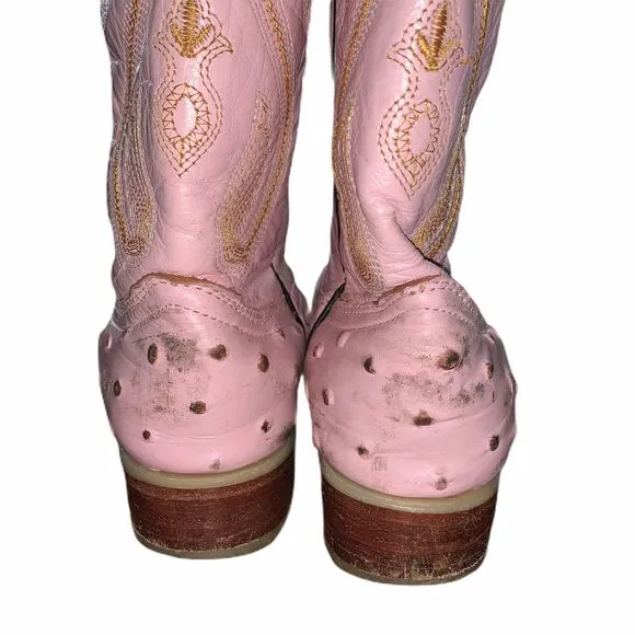 Ostrich Print Leather Cowboy/Girl J Toe Boots