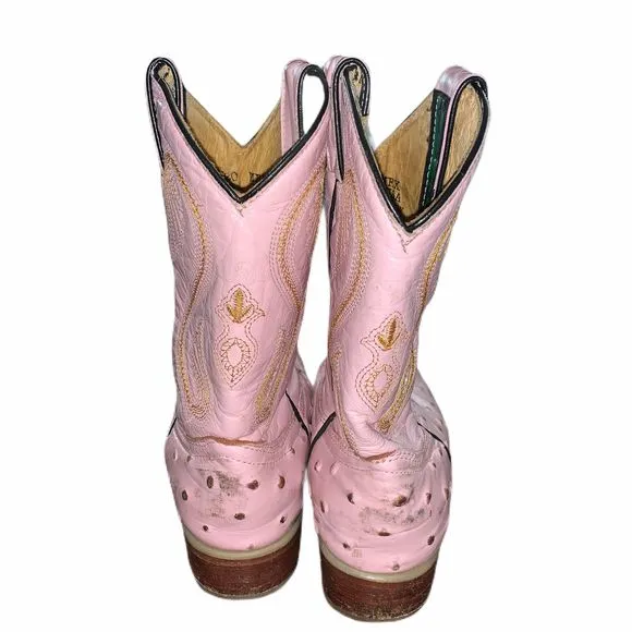 Ostrich Print Leather Cowboy/Girl J Toe Boots