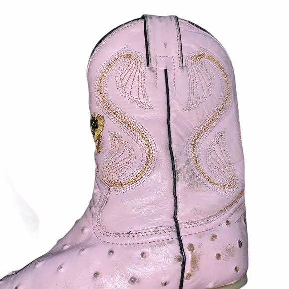 Ostrich Print Leather Cowboy/Girl J Toe Boots