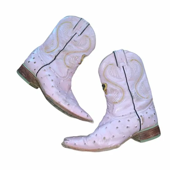 Ostrich Print Leather Cowboy/Girl J Toe Boots