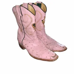 Ostrich Print Leather Cowboy/Girl J Toe Boots