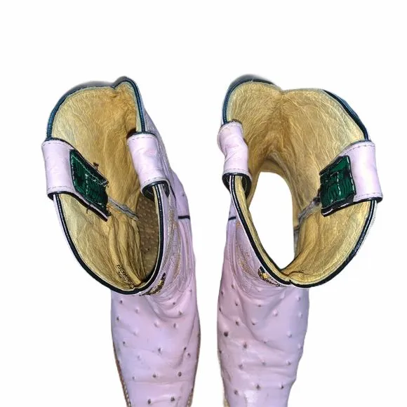 Ostrich Print Leather Cowboy/Girl J Toe Boots