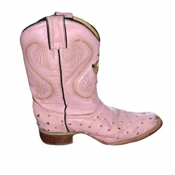 Ostrich Print Leather Cowboy/Girl J Toe Boots