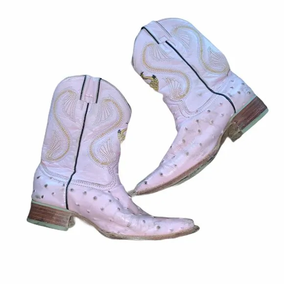 Ostrich Print Leather Cowboy/Girl J Toe Boots