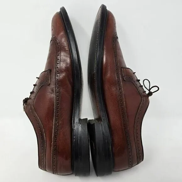 O'SULLIVAN BROWN LEATHER BROGUE LONGWING BLUCHER SHOES MADE IN USA MENS SIZE 11