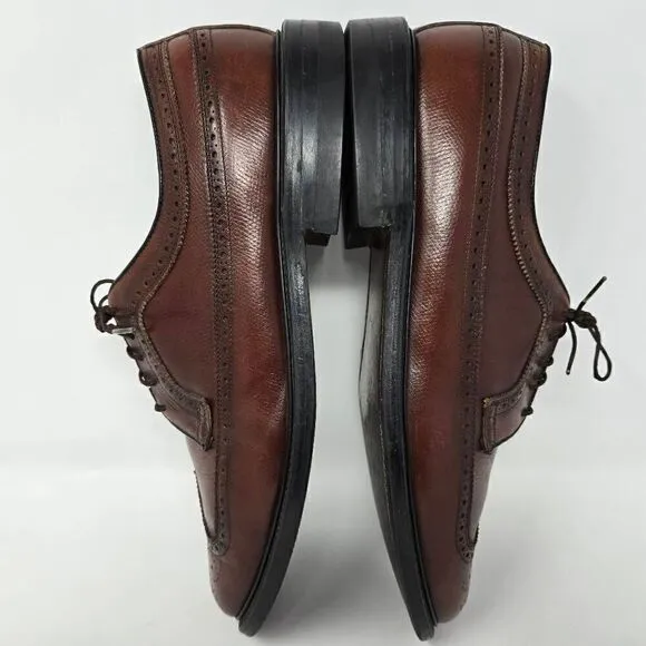 O'SULLIVAN BROWN LEATHER BROGUE LONGWING BLUCHER SHOES MADE IN USA MENS SIZE 11