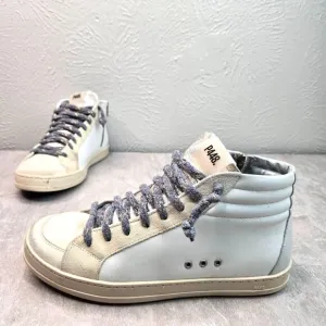P448 Skate Shoes White Leather Streetwear Casual HIgh Top Lace Up Casual Sneaker