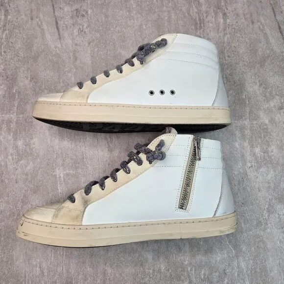 P448 Skate Shoes White Leather Streetwear Casual HIgh Top Lace Up Casual Sneaker