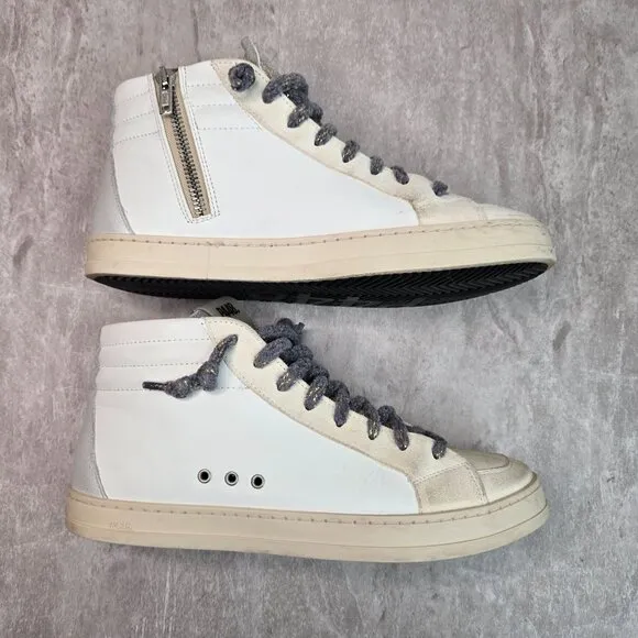 P448 Skate Shoes White Leather Streetwear Casual HIgh Top Lace Up Casual Sneaker