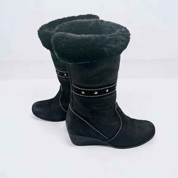PAJAR black shearling waterproof heeled boots, sz 7