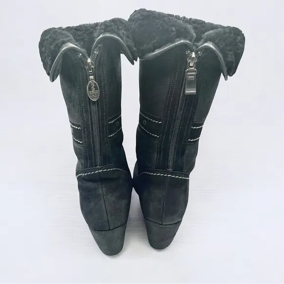 PAJAR black shearling waterproof heeled boots, sz 7