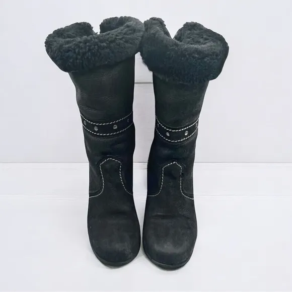 PAJAR black shearling waterproof heeled boots, sz 7