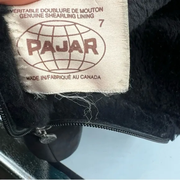 PAJAR black shearling waterproof heeled boots, sz 7