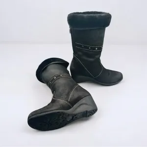 PAJAR black shearling waterproof heeled boots, sz 7