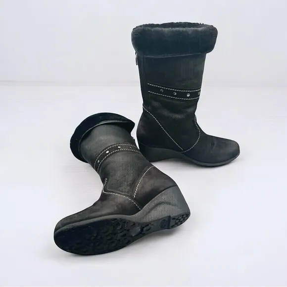 PAJAR black shearling waterproof heeled boots, sz 7
